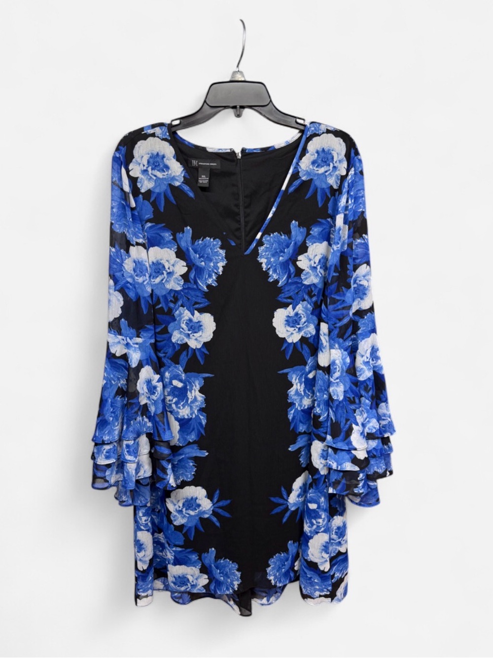 INC International Concepts Black and Blue Floral Midi Dress